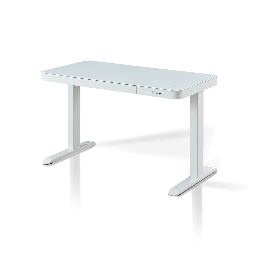 bureau électrique assis debout double moteur blanc